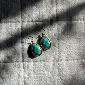 Elegant Gold and Turquoise Drop Earrings-Kendra Scott looking